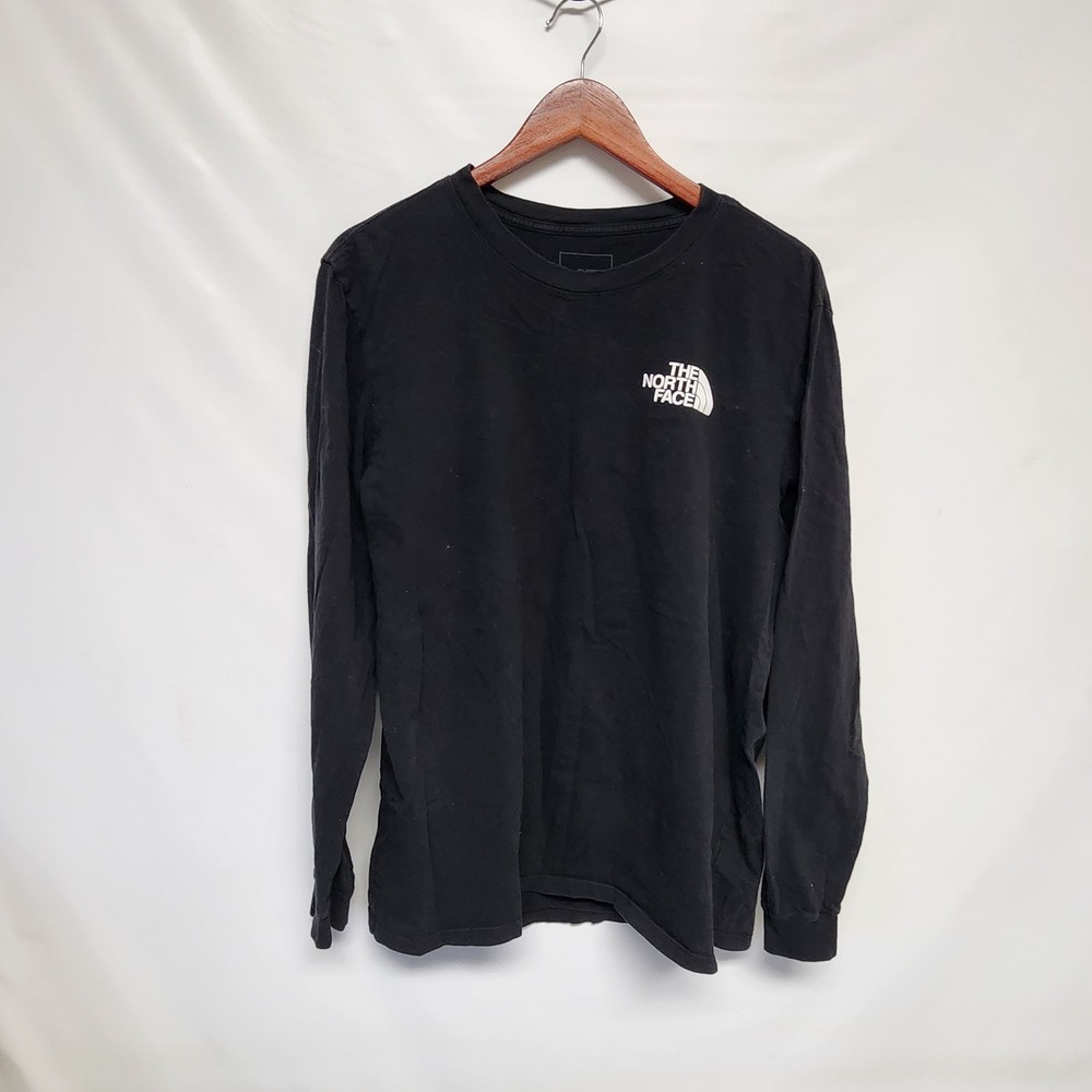 The North Face Mens NSE Long Band Sleeve Crew Neck Front Logo TNF Black T‎ Shirt